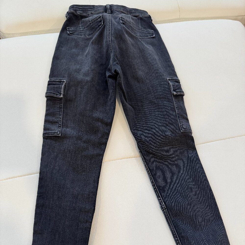 AllSaints Cargo Skinny Jeans W25 Black Zip Detail